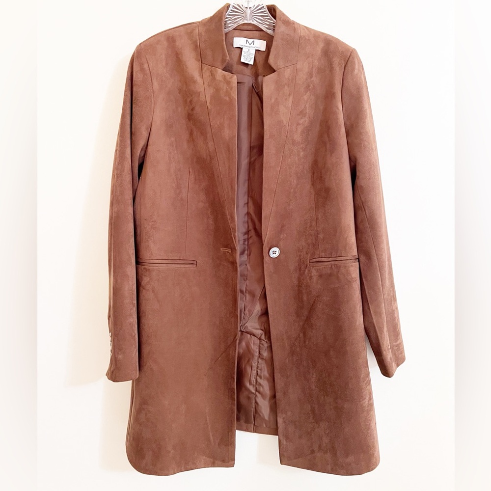 NWOT Magaschoni Brown Suede Blazer Size Small